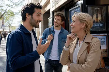 Un homme raconte avec enthousiasme une expérience à une femme